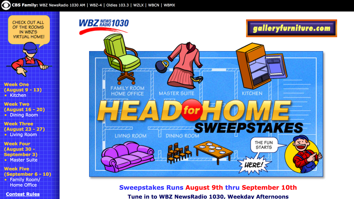 screenshot of the WBZ Head for Home website